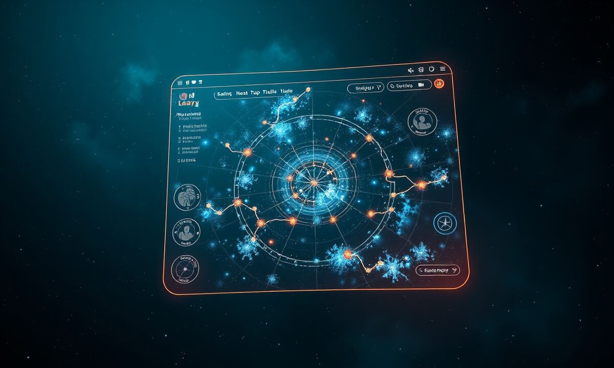 Holographic galaxy map interface floating in space representing browser strategy games