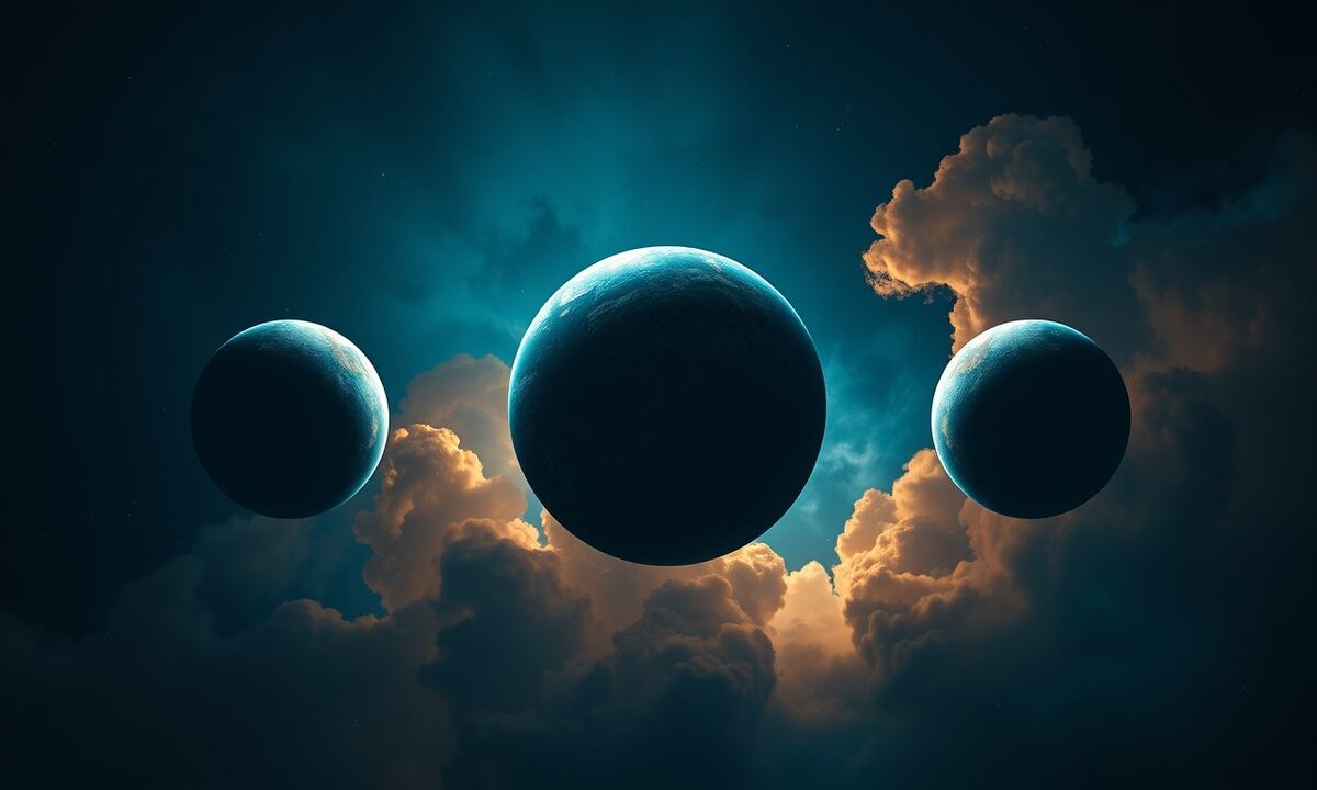 Three alien planets each representing a different OGames universe speed