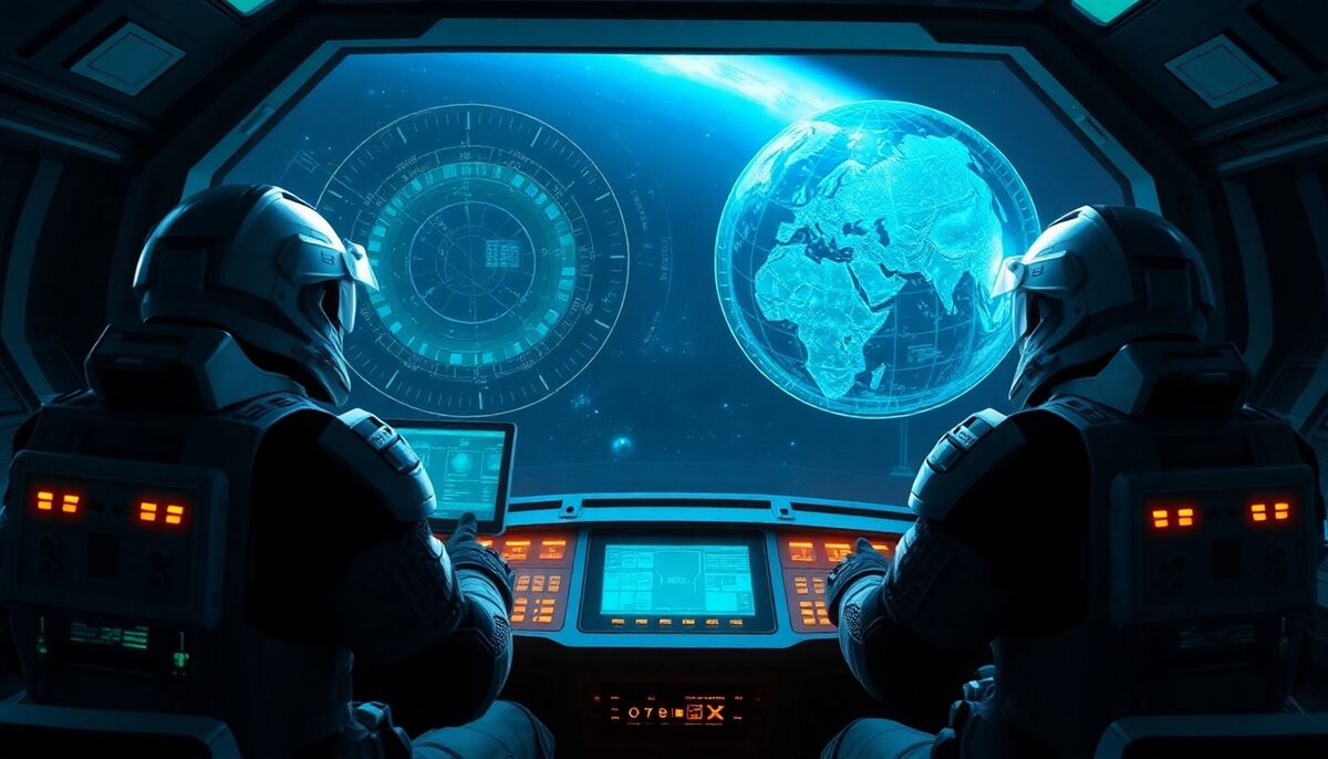 Command bridge with dual universe displays