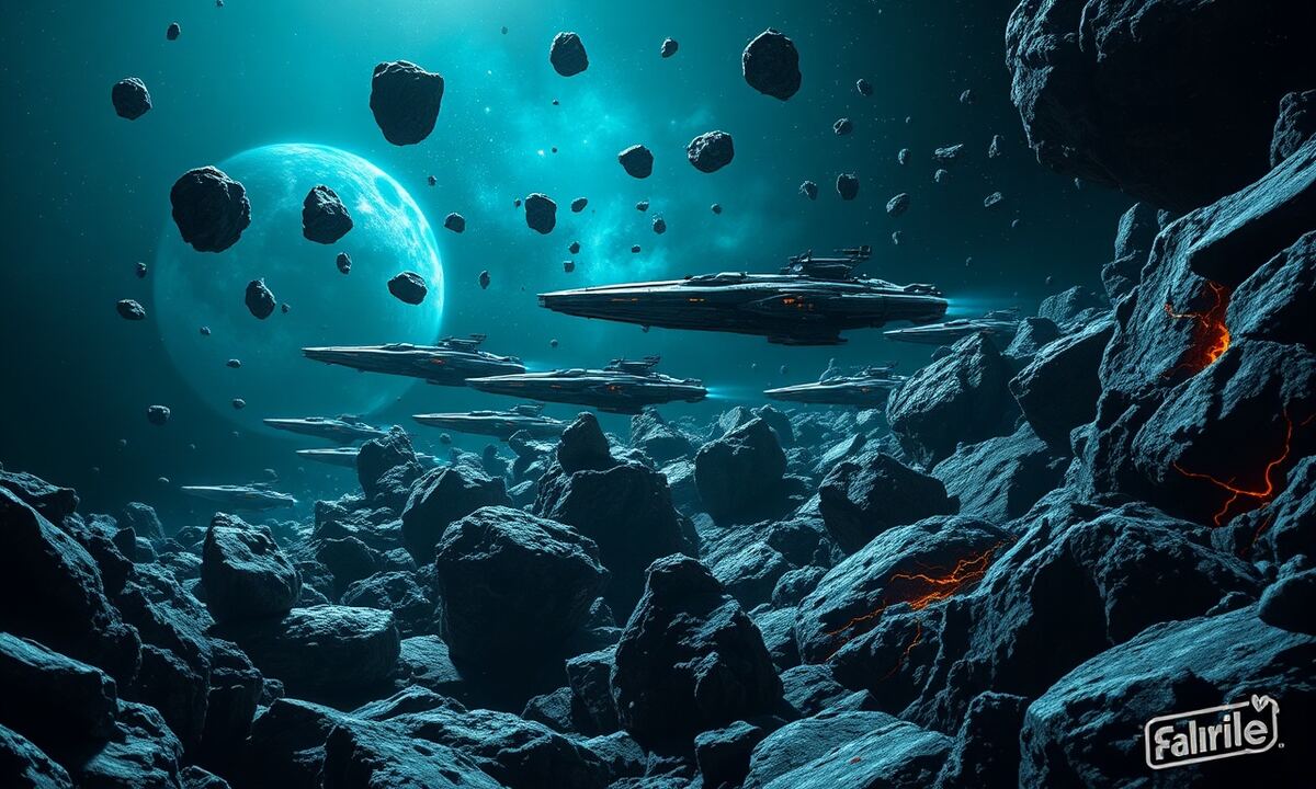 Fleet concealed in an asteroid field during a weekday fleetsave