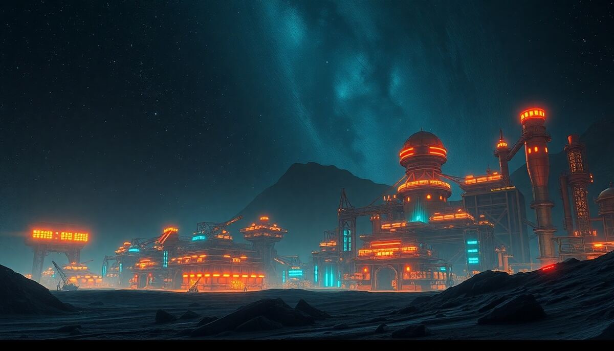 OGame resource mining planet cinematic concept art