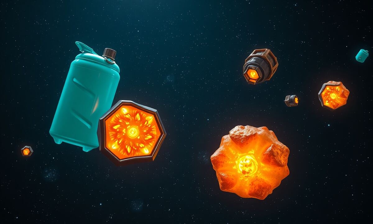Glowing deuterium fuel containers floating in space representing the cost of OGame fleet saving
