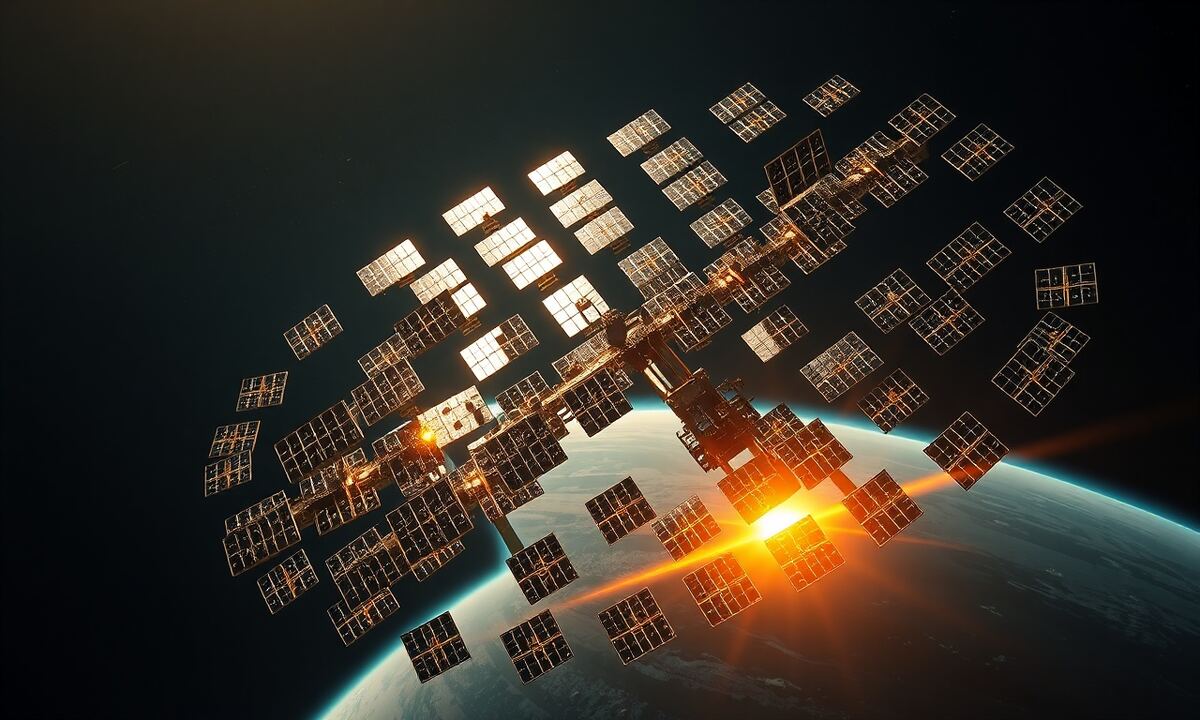A massive orbital array of solar satellites forming a perfect energy farm around a star