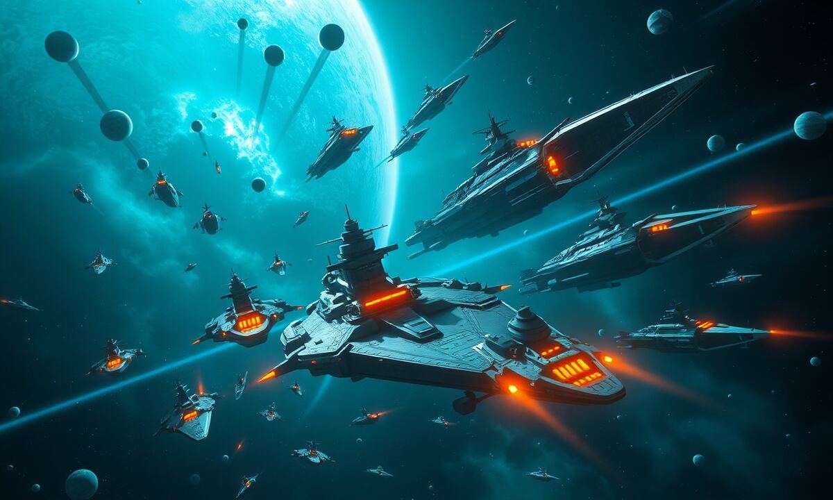 A powerful OGame fleet stopped by the noob protection barrier
