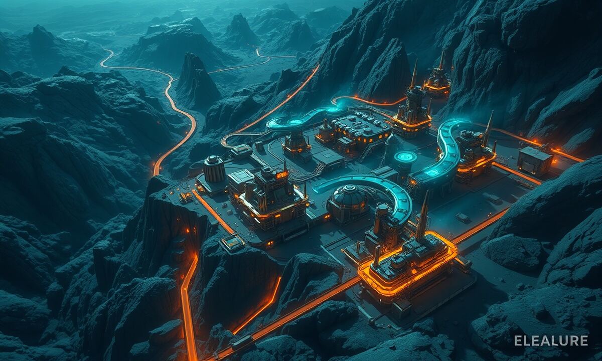 Thriving OGame mining colony with multiple resource extractors