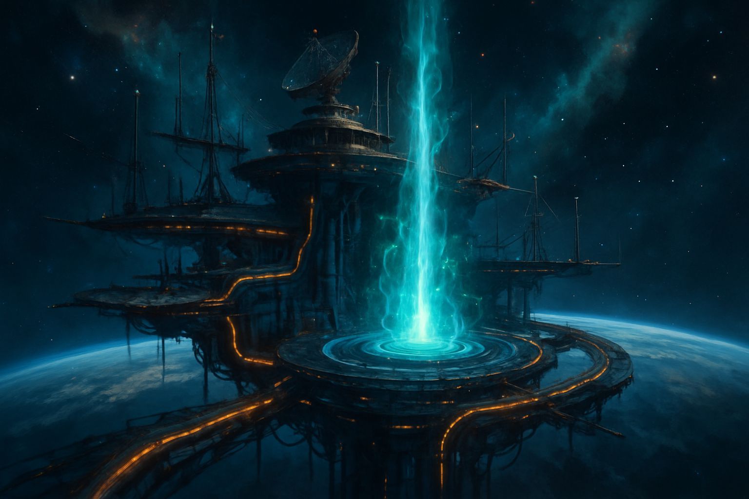 Orbital research station unlocking hyperspace technology